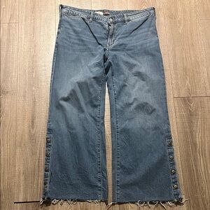 Pilcro Wide-Leg Flare Jeans in Medium Blue